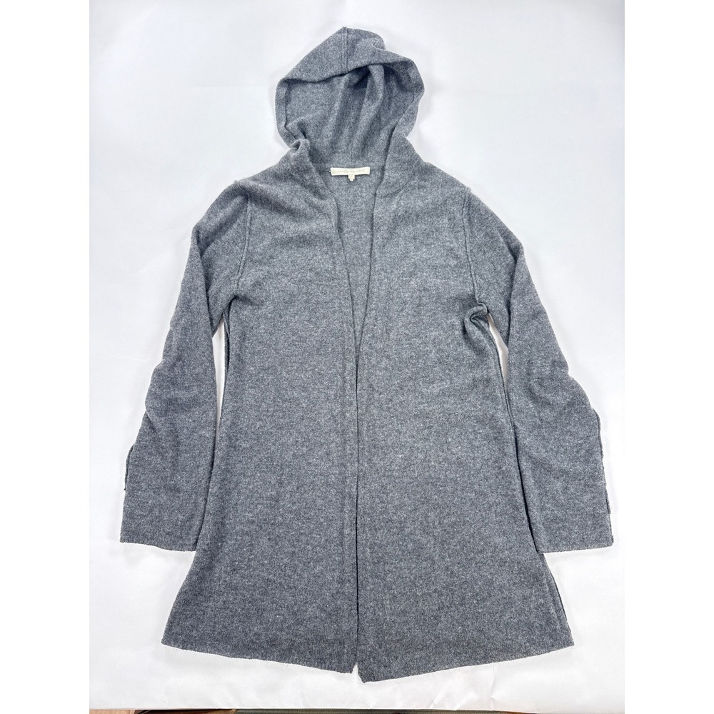 Naked Cashmere Womens Cardigan M Grey 100% Cashmere Open Front Hooded Sweater